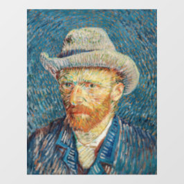 Van Gogh - Selbstportrait mit einem grauen Filthut Fensteraufkleber