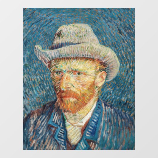Van Gogh - Selbstportrait mit einem grauen Filthut Fensteraufkleber (Blatt)
