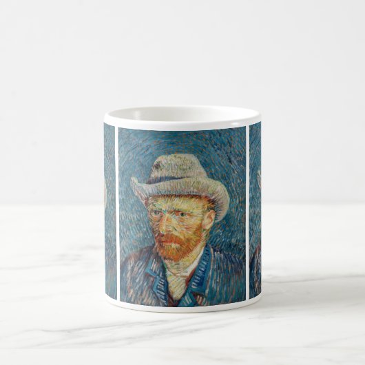 Van Gogh - Selbstportrait mit einem grauen Filthut Kaffeetasse (Mittel)
