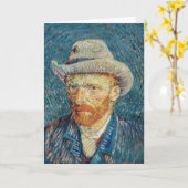 Van Gogh - Selbstportrait mit einem grauen Filthut Karte (Gelbe Blume)