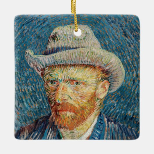 Van Gogh - Selbstportrait mit einem grauen Filthut Keramikornament (Vorderseite)