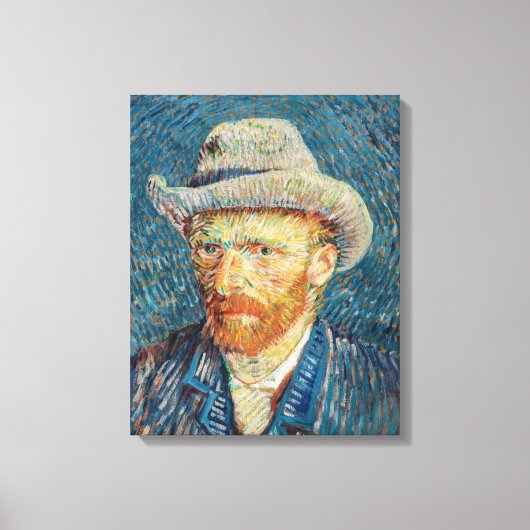 Van Gogh - Selbstportrait mit einem grauen Filthut Leinwanddruck (Vorderseite)