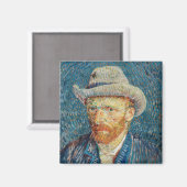 Van Gogh - Selbstportrait mit einem grauen Filthut Magnet (Vorderseite/Rückseite)