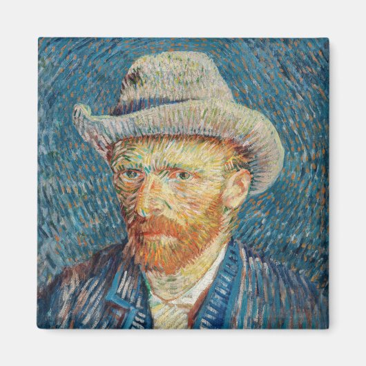 Van Gogh - Selbstportrait mit einem grauen Filthut Magnet (Vorne)