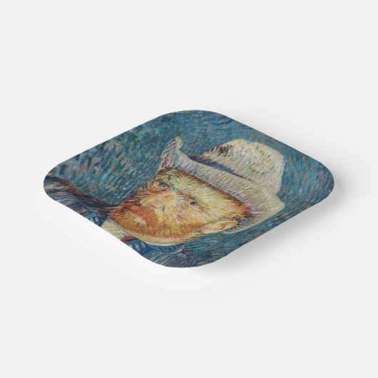 Van Gogh - Selbstportrait mit einem grauen Filthut Pappteller (Gewinkelt)