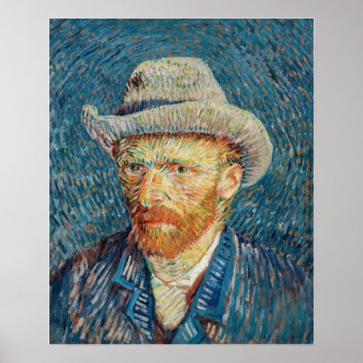 Van Gogh - Selbstportrait mit einem grauen Filthut Poster (Vorne)