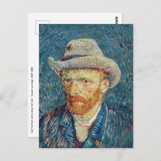 Van Gogh - Selbstportrait mit einem grauen Filthut Postkarte (Vorne/Hinten)