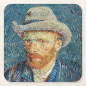 Van Gogh - Selbstportrait mit einem grauen Filthut Rechteckiger Pappuntersetzer (Vorderseite)