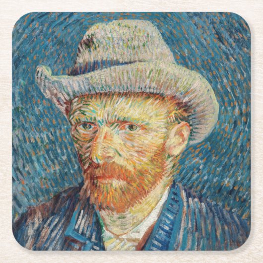 Van Gogh - Selbstportrait mit einem grauen Filthut Rechteckiger Pappuntersetzer (Vorderseite)