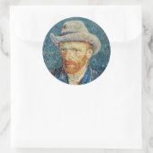 Van Gogh - Selbstportrait mit einem grauen Filthut Runder Aufkleber (Tasche)