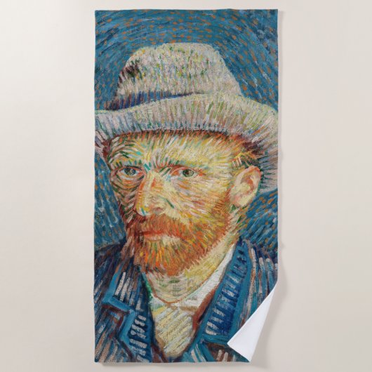 Van Gogh - Selbstportrait mit einem grauen Filthut Strandtuch (Vorderseite)