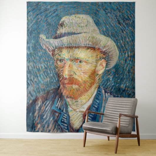 Van Gogh - Selbstportrait mit einem grauen Filthut Wandteppich (Beispiel)