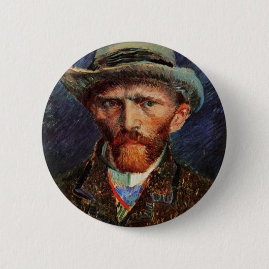 Van Gogh; Selbstportrait mit grauem Filthut Button (Vorderseite)