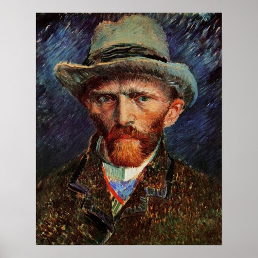 Van Gogh; Selbstportrait mit grauem Filthut Poster (Vorne)