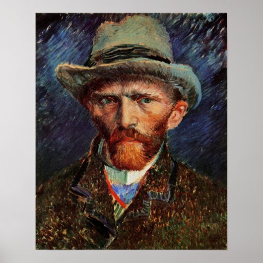 Van Gogh; Selbstportrait mit grauem Filthut Poster (Vorne)