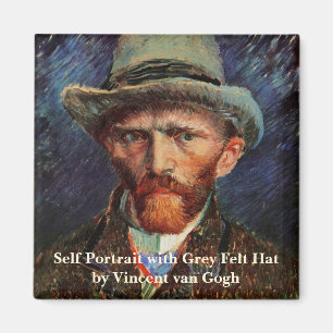 Van Gogh; Selbstportrait mit grauem Filzhut Magnet