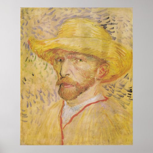 van Gogh - Selbstportrait mit Strohhut (1887) Poster (Vorne)