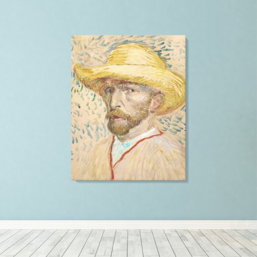 Van Gogh Selbstportrait mit Strohhut Leinwanddruck (Insitu (Holzboden))