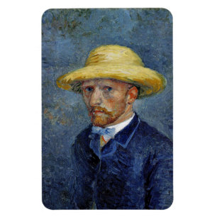 Van Gogh - Selbstportrait mit Strohhut Magnet