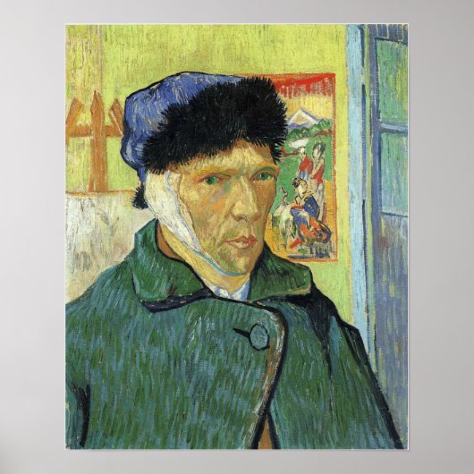 Van Gogh - Selbstportrait mit verbanntem Ohr 1889 Poster (Vorne)