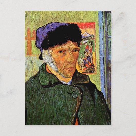 Van Gogh; Selbstportrait mit verbanntem Ohr Postkarte (Vorderseite)