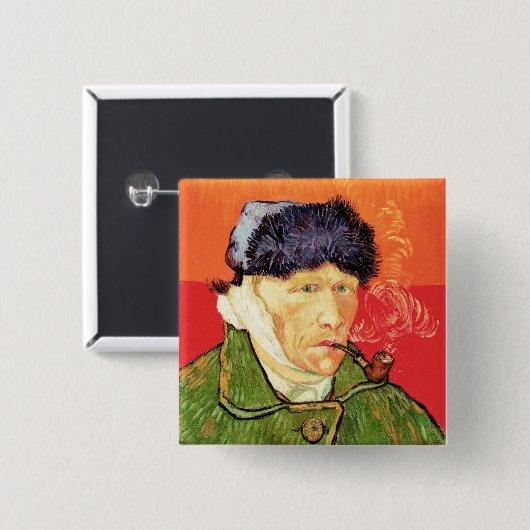 Van Gogh - Selbstportrait mit verbündetem Ohr & Ro Button (Vorne & Hinten)
