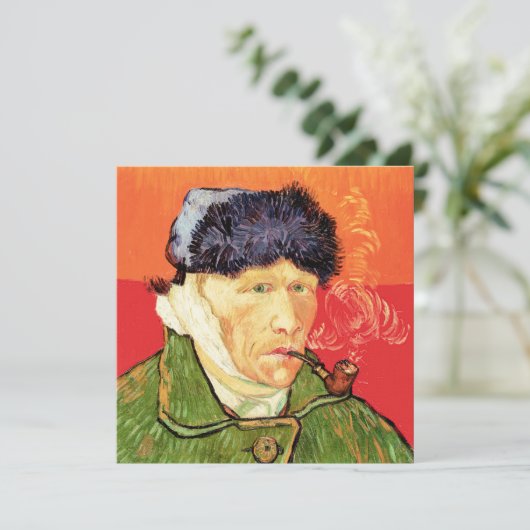 Van Gogh - Selbstportrait mit verbündetem Ohr & Ro Dankeskarte (Stehend Vorderseite)