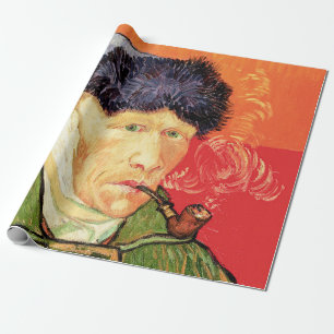 Van Gogh - Selbstportrait mit verbündetem Ohr & Ro Geschenkpapier
