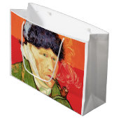 Van Gogh - Selbstportrait mit verbündetem Ohr & Ro Große Geschenktüte (Vorderseite Schrägansicht)