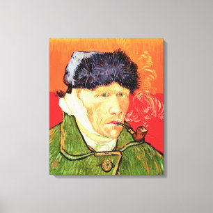 Van Gogh - Selbstportrait mit verbündetem Ohr & Ro Leinwanddruck