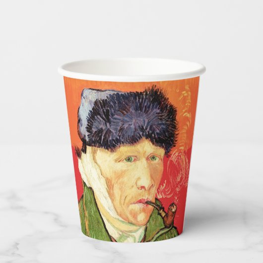 Van Gogh - Selbstportrait mit verbündetem Ohr & Ro Pappbecher (Rückseite)