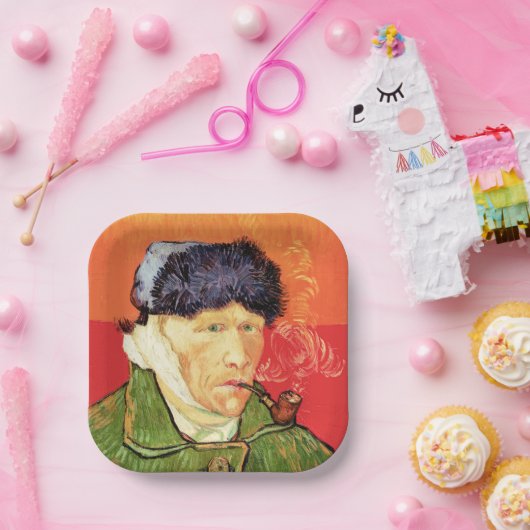 Van Gogh - Selbstportrait mit verbündetem Ohr & Ro Pappteller (Party)