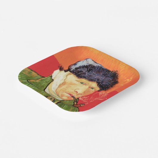 Van Gogh - Selbstportrait mit verbündetem Ohr & Ro Pappteller (Gewinkelt)