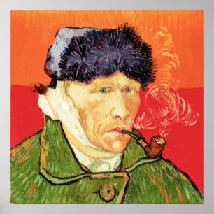 Van Gogh - Selbstportrait mit verbündetem Ohr & Ro Poster