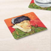 Van Gogh - Selbstportrait mit verbündetem Ohr & Ro Rechteckiger Pappuntersetzer (angewinkelt)