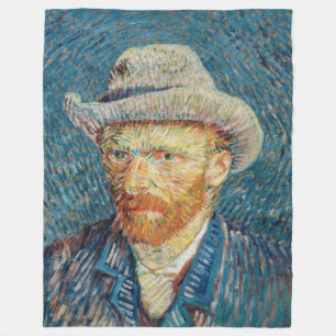 Van Gogh - Selbstporträt mit einem grauen Filzhut Fleecedecke