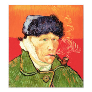 Van Gogh - Selbstporträt mit verbundener Ohren und Fotodruck