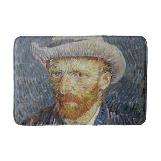 Van Gogh Self Portrait Gray Felt Hat Malerei Art Badematte (Vorderseite)