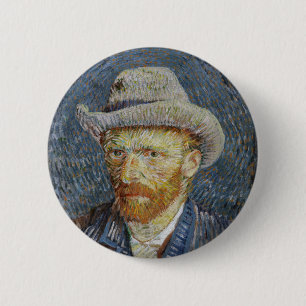 Van Gogh Self Portrait Gray Felt Hat Malerei Art Button