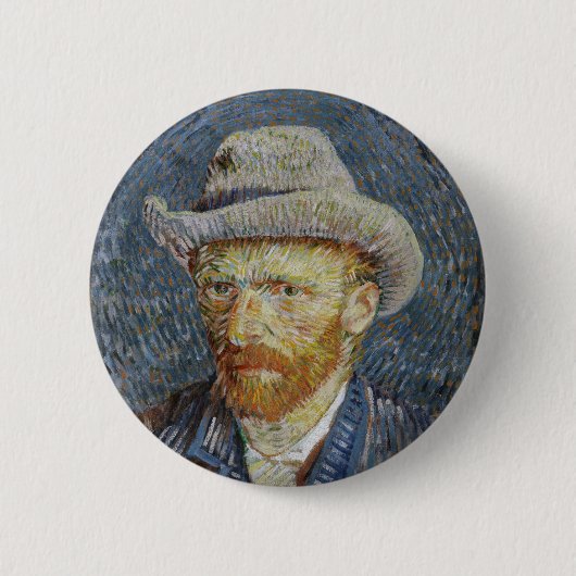 Van Gogh Self Portrait Gray Felt Hat Malerei Art Button (Vorderseite)