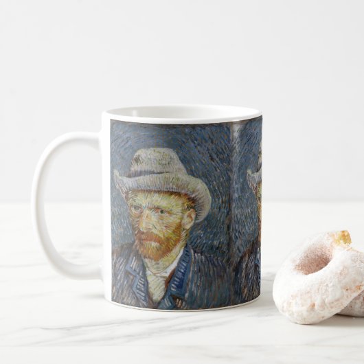 Van Gogh Self Portrait Gray Felt Hat Malerei Art Kaffeetasse (Mit Donut)
