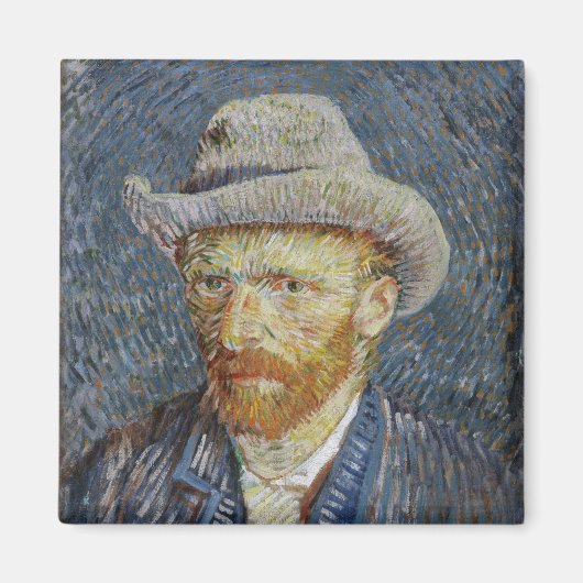 Van Gogh Self Portrait Gray Felt Hat Malerei Art Magnet (Vorne)