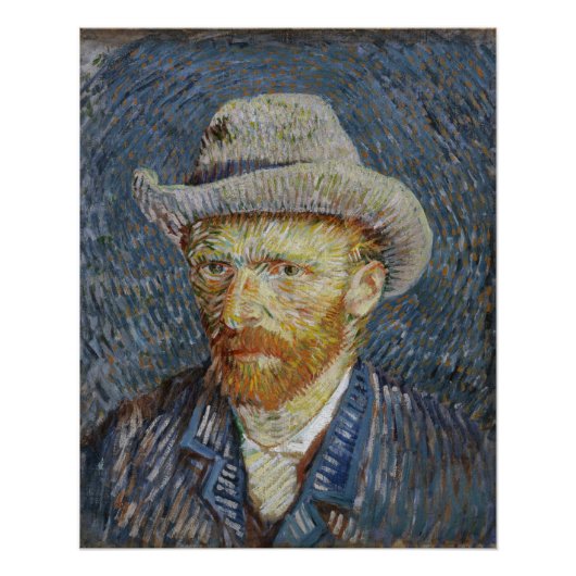 Van Gogh Self Portrait Gray Felt Hat Malerei Art Poster (Vorderseite)