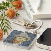 Van Gogh Self Portrait Gray Felt Hat Malerei Art Schlüsselanhänger (Vorderseite rechts)