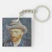 Van Gogh Self Portrait Gray Felt Hat Malerei Art Schlüsselanhänger (Rückseite)