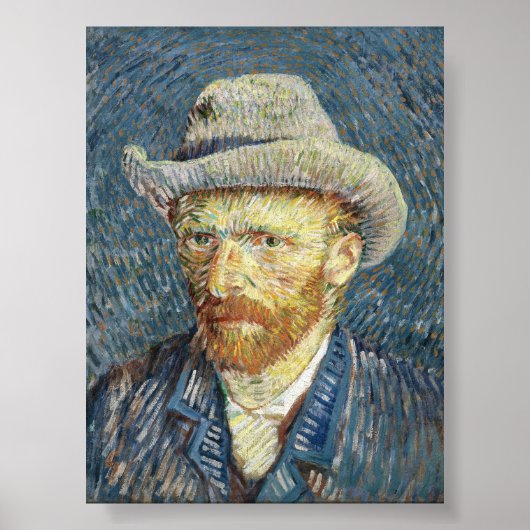 Van Gogh Self Portrait mit grauem Filthut Poster (Vorne)