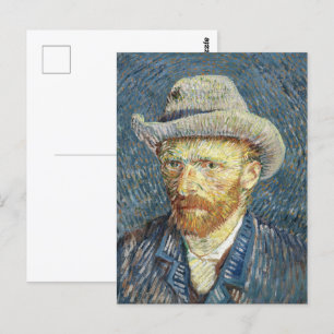 Van Gogh Self Portrait mit grauem Filthut Postkarte