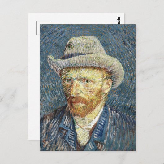Van Gogh Self Portrait mit grauem Filthut Postkarte (Vorne/Hinten)