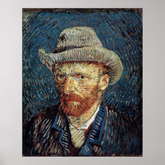 Van Gogh Self-Portrait mit grauem Filzhut Poster (Vorne)