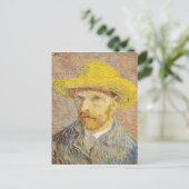 Van Gogh Self Portrait mit Strohhut Postcard Postkarte (Stehend Vorderseite)